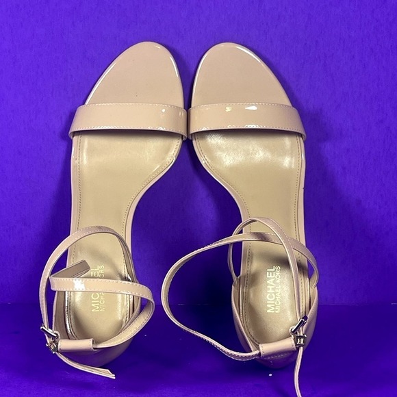 MICHAEL MICHAEL‎ KORS Beige Patent Leather Strappy Sandals Women's Size 8 - Picture 6 of 9